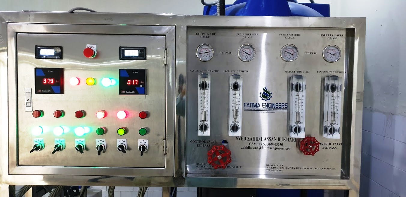 Control Panel 2 cubic per hour Double Pass RO Plant